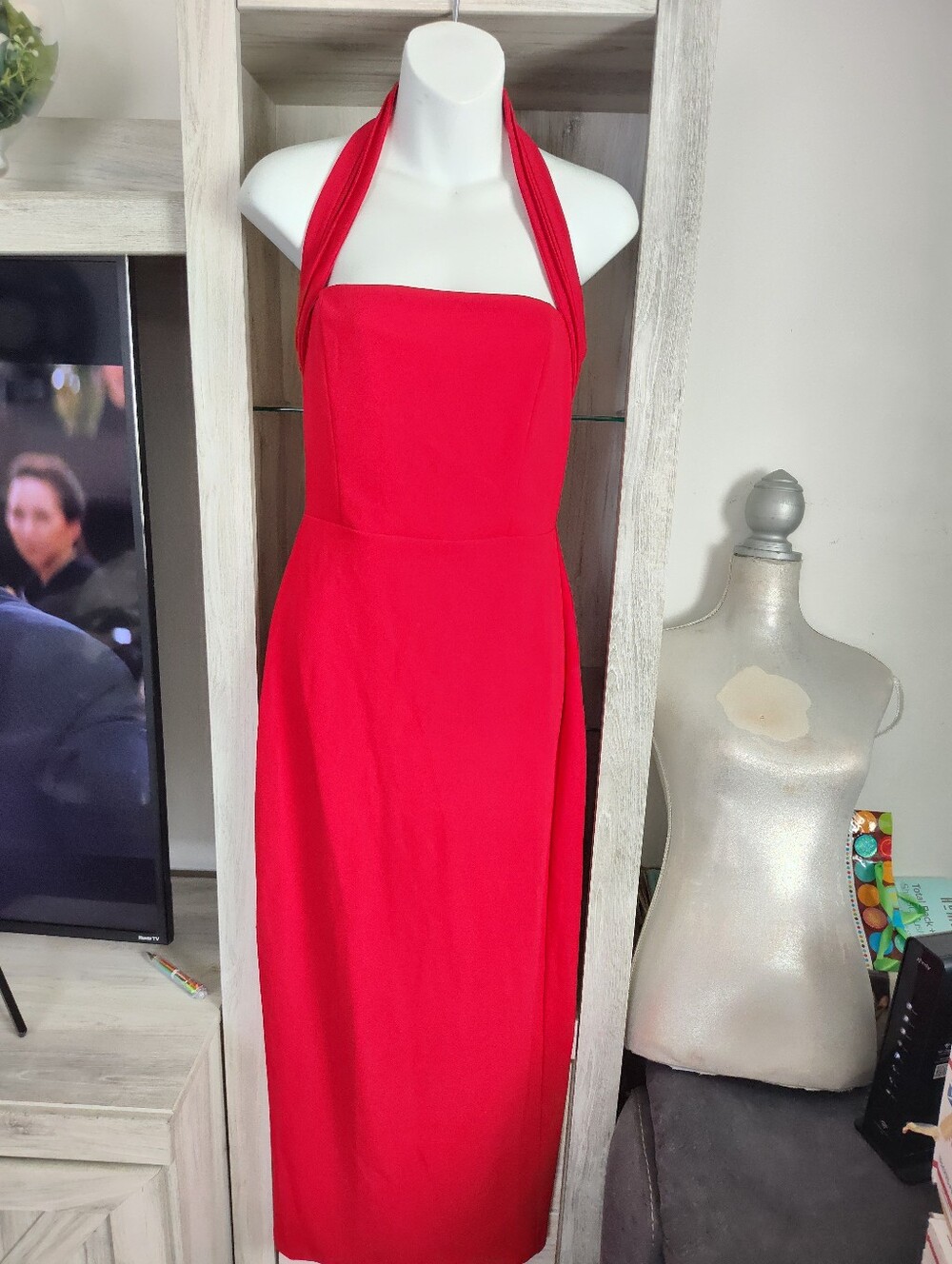 Showpo Red Halter Midi Dress SZ 4 New With Tags